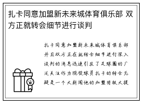 扎卡同意加盟新未来城体育俱乐部 双方正就转会细节进行谈判